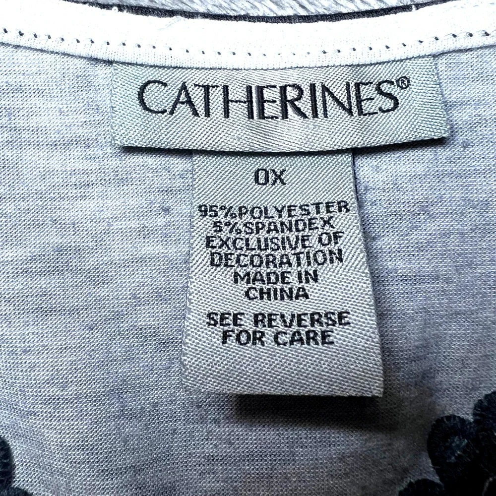 Catherines Tunic Top Womens 0X Multicolor Paisley Embellished V Neck Long Sleeve - Picture 4 of 11